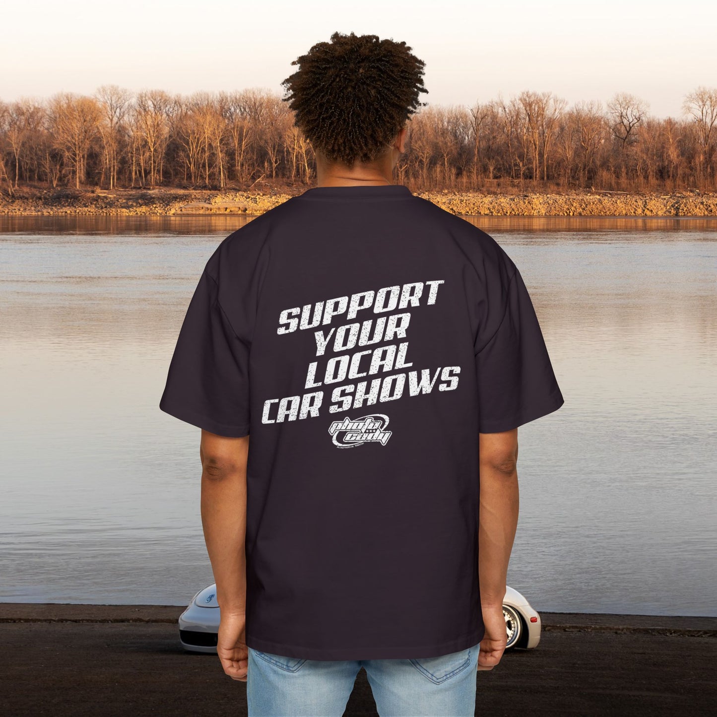 Support Your Local Car Shows Oversized Heavy Tee