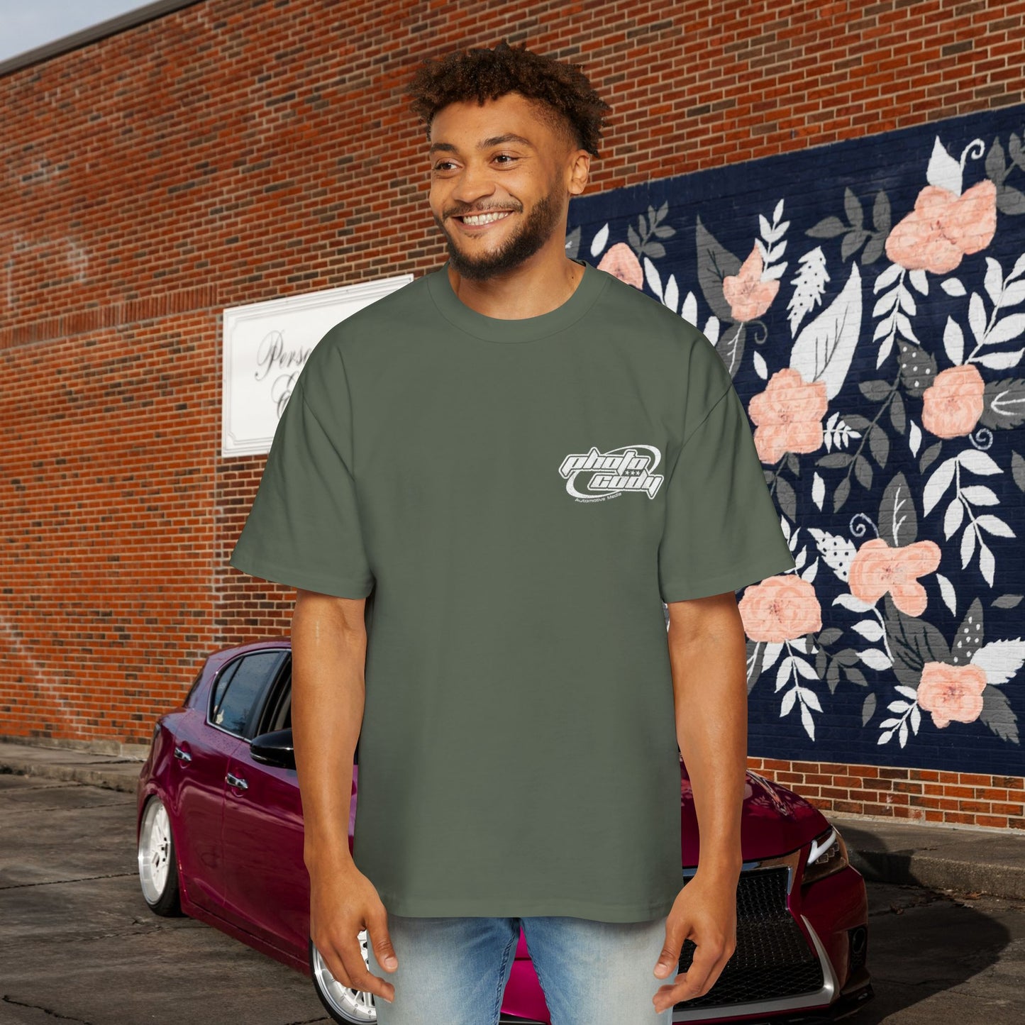 Support Your Local Car Shows Oversized Heavy Tee