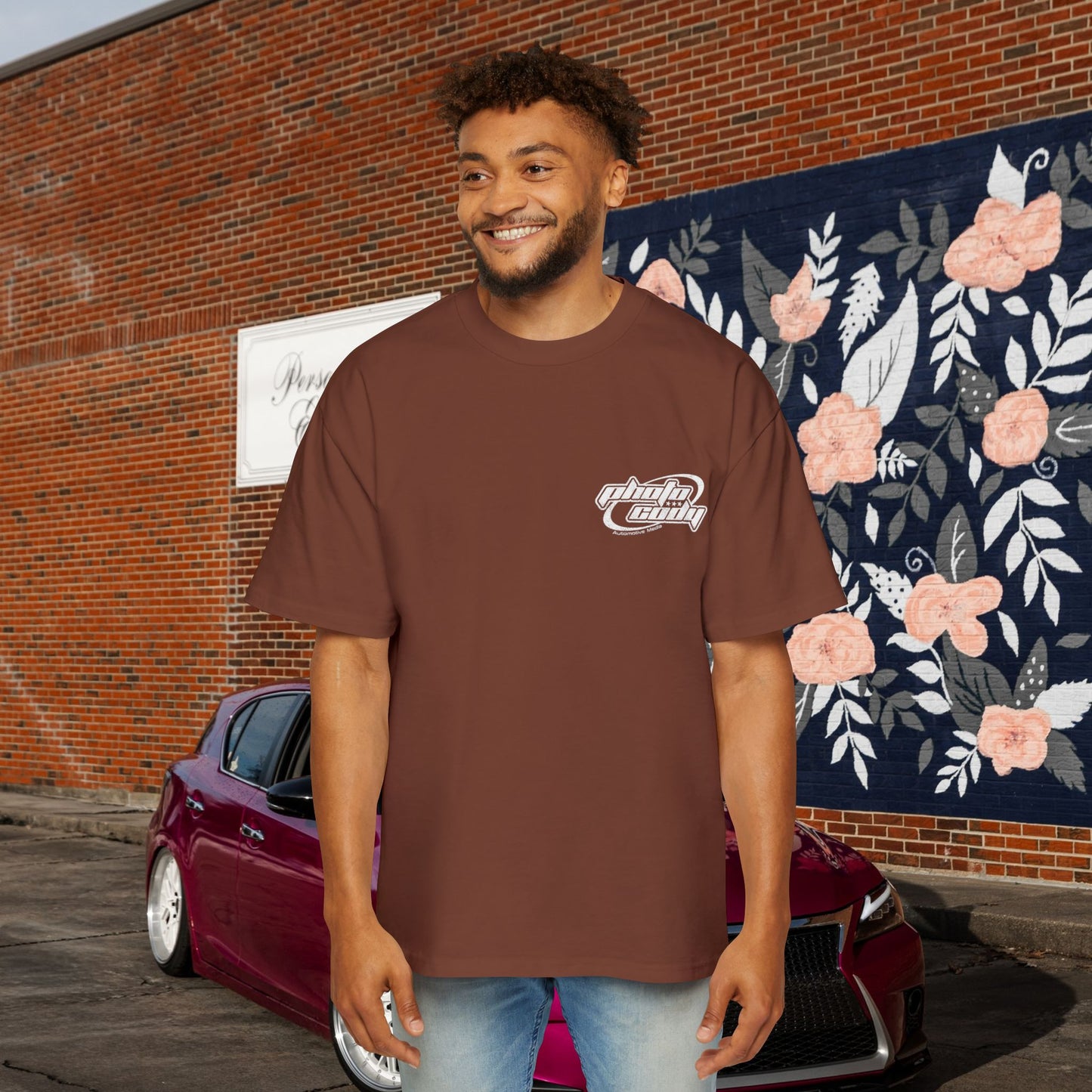 Support Your Local Car Shows Oversized Heavy Tee
