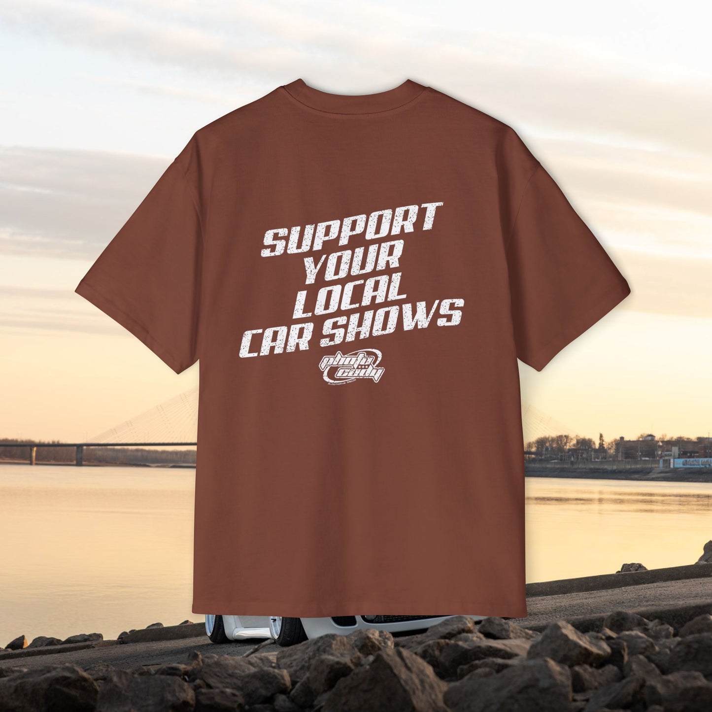 Support Your Local Car Shows Oversized Heavy Tee
