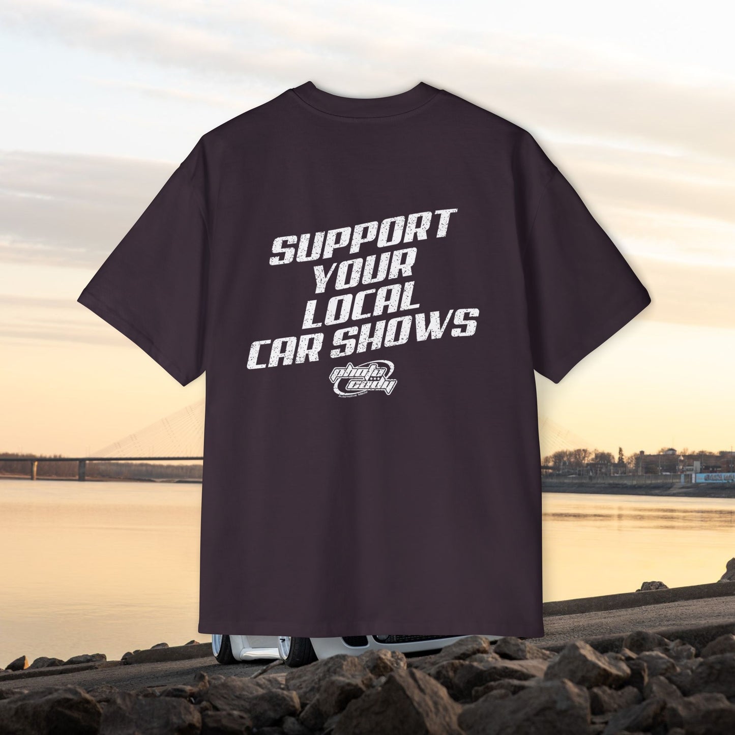 Support Your Local Car Shows Oversized Heavy Tee