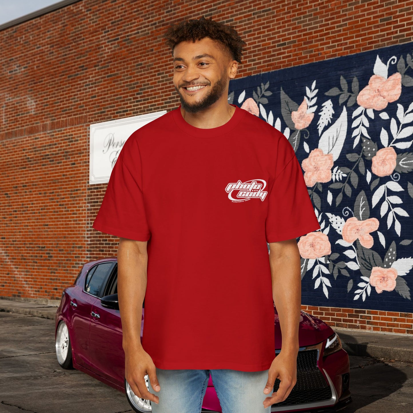 Support Your Local Car Shows Oversized Heavy Tee