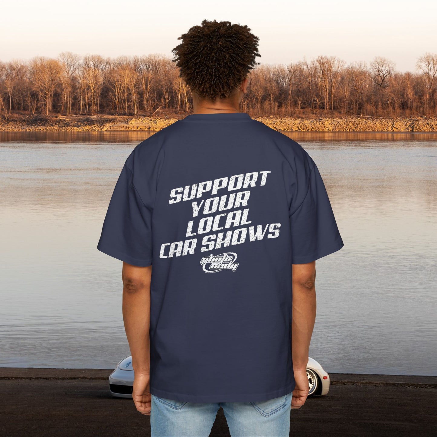 Support Your Local Car Shows Oversized Heavy Tee