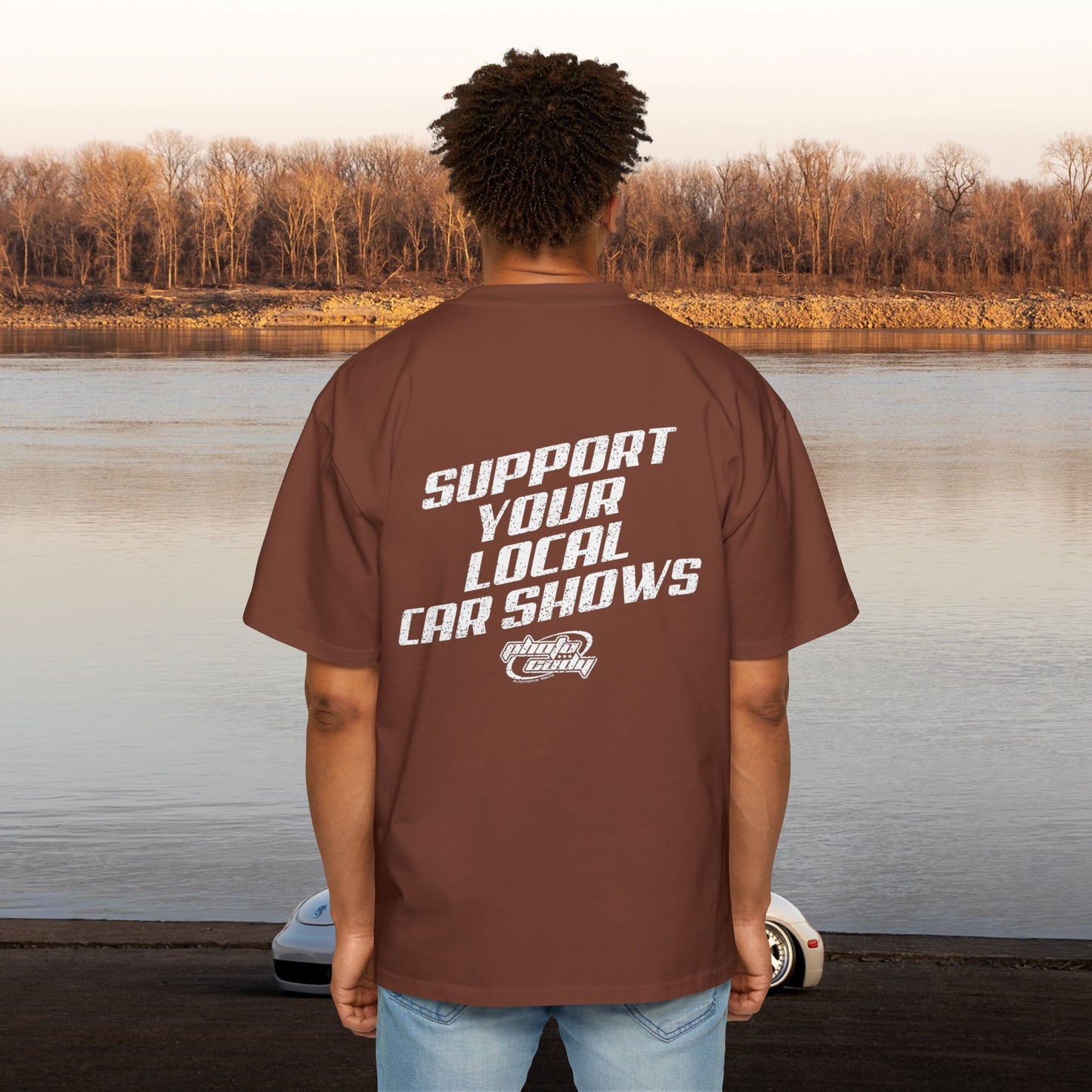 Support Your Local Car Shows Oversized Heavy Tee