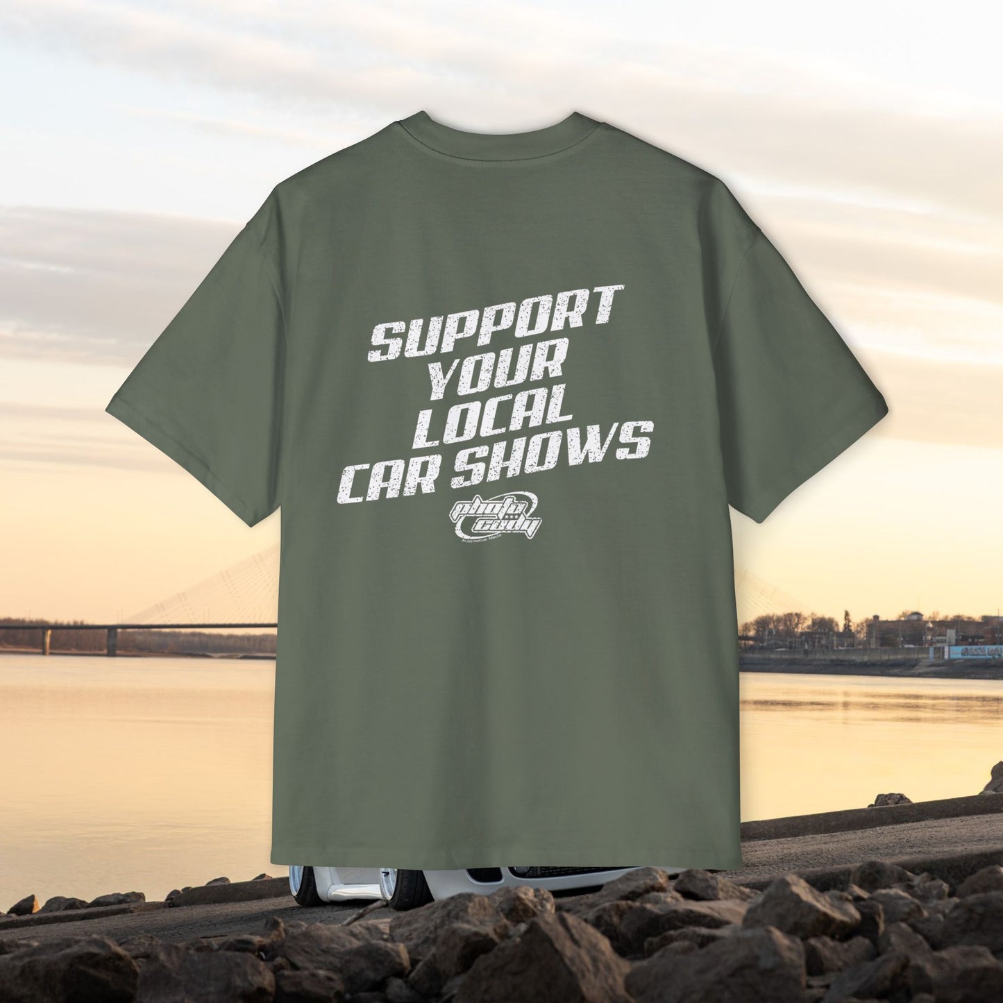 Support Your Local Car Shows Oversized Heavy Tee