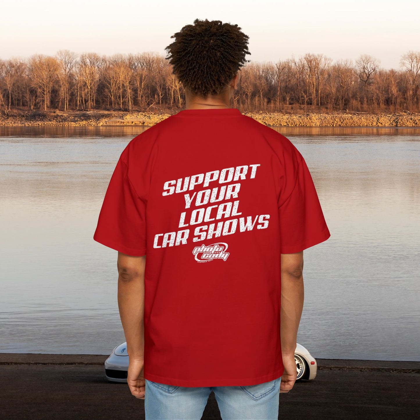 Support Your Local Car Shows Oversized Heavy Tee